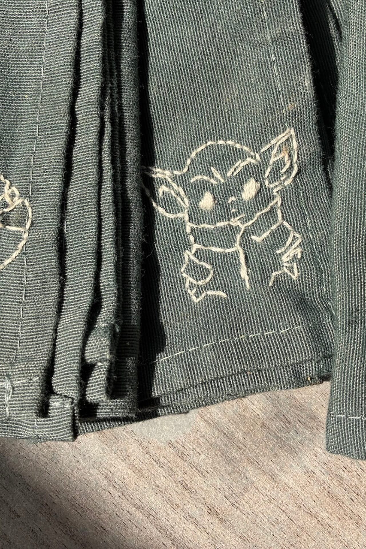 Trois serviettes de table vertes, avec des broderies Star Wars